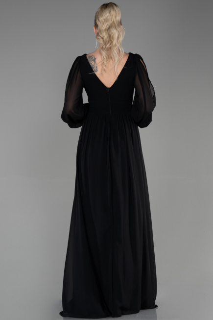 Black Long Chiffon Evening Dress ABU1702