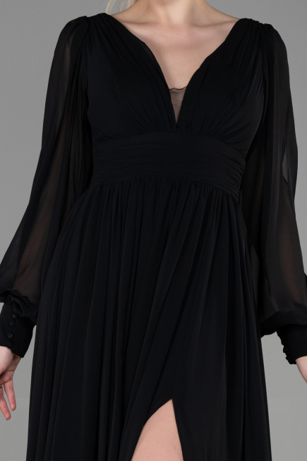 Black Long Chiffon Evening Dress ABU1702