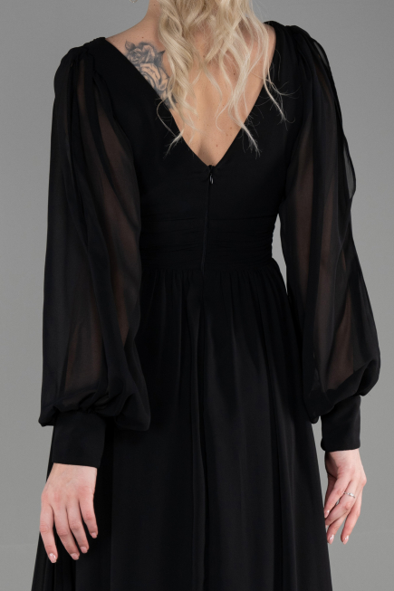 Black Long Chiffon Evening Dress ABU1702