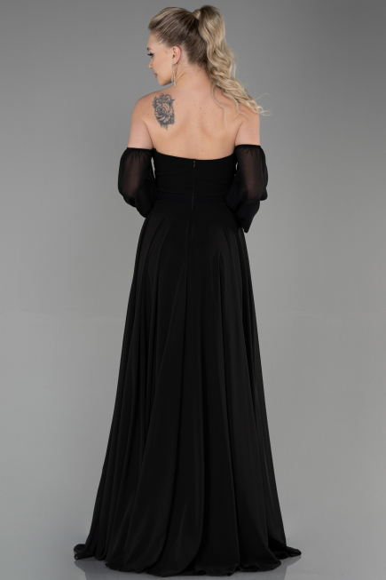 Long Black Chiffon Prom Gown ABU2457