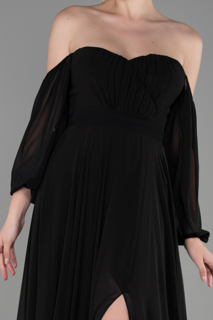 Long Black Chiffon Prom Gown ABU2457