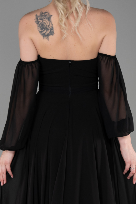 Long Black Chiffon Prom Gown ABU2457