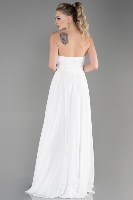Long White Chiffon Evening Dress ABU3343