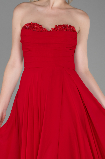 Long Red Chiffon Evening Dress ABU3343