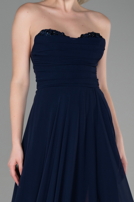 Long Navy Blue Chiffon Evening Dress ABU3343