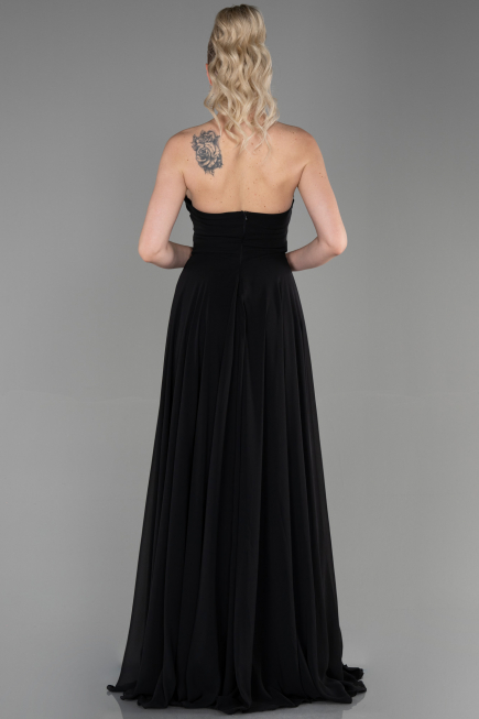 Long Black Chiffon Evening Dress ABU3343