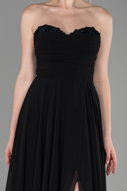 Long Black Chiffon Evening Dress ABU3343
