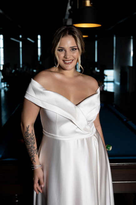White Long Satin Plus Size Evening Dress ABU2355