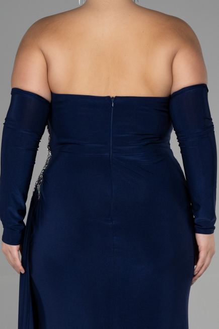 Long Navy Blue Plus Size Evening Dress ABU3352