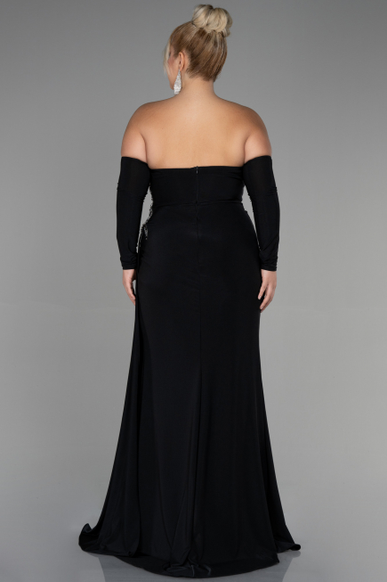 Long Black Plus Size Evening Dress ABU3352