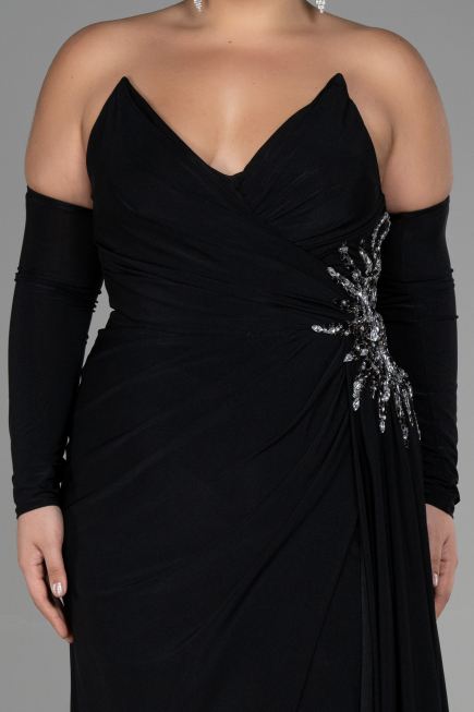 Long Black Plus Size Evening Dress ABU3352
