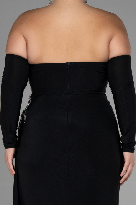 Long Black Plus Size Evening Dress ABU3352