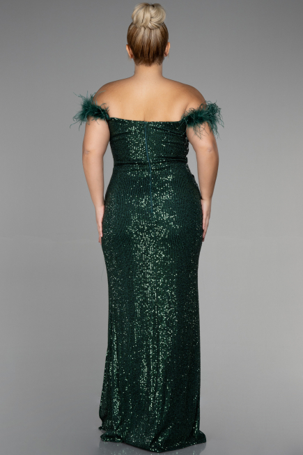 Long Emerald Green Scaly Plus Size Evening Dress ABU3193