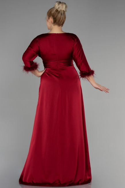 Long Burgundy Satin Plus Size Evening Dress ABU3367