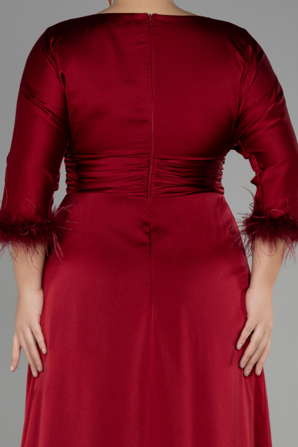 Long Burgundy Satin Plus Size Evening Dress ABU3367