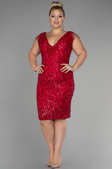 Midi Fuchsia Plus Size Invitation Dress ABK1873