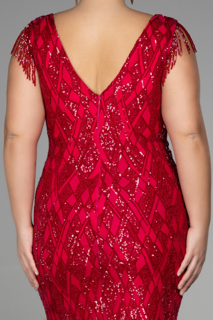 Midi Fuchsia Plus Size Invitation Dress ABK1873