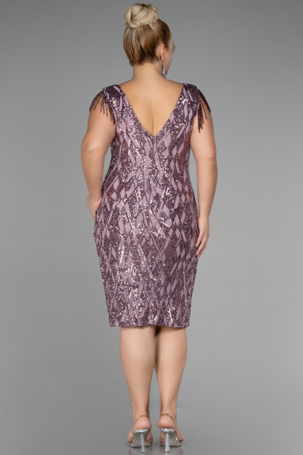 Midi Powder Color Plus Size Invitation Dress ABK1873