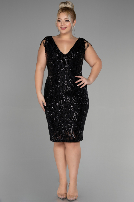 Midi Black Plus Size Invitation Dress ABK1873