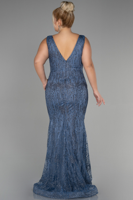 Long Indigo Plus Size Engagement Dress ABU3368