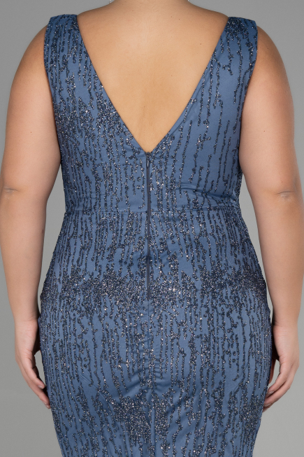 Long Indigo Plus Size Engagement Dress ABU3368