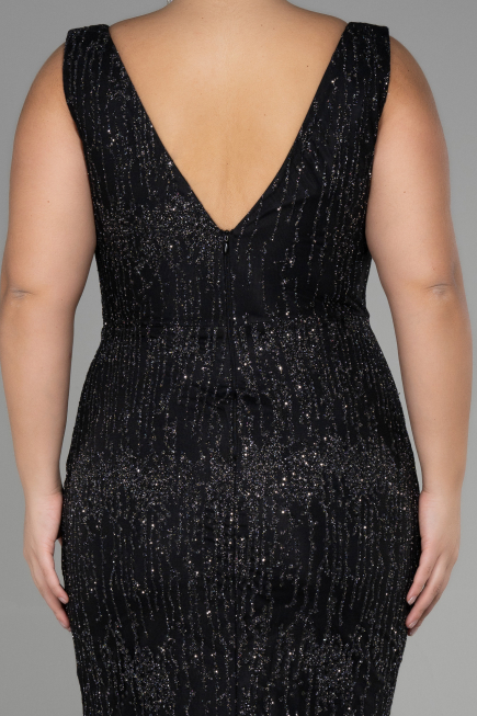 Long Black Plus Size Engagement Dress ABU3368