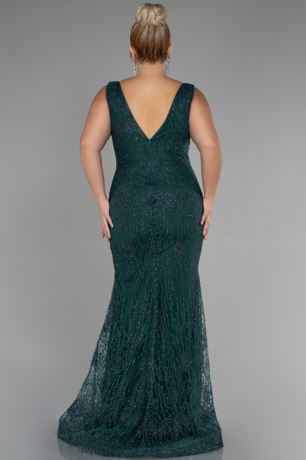 Long Emerald Green Plus Size Engagement Dress ABU3368