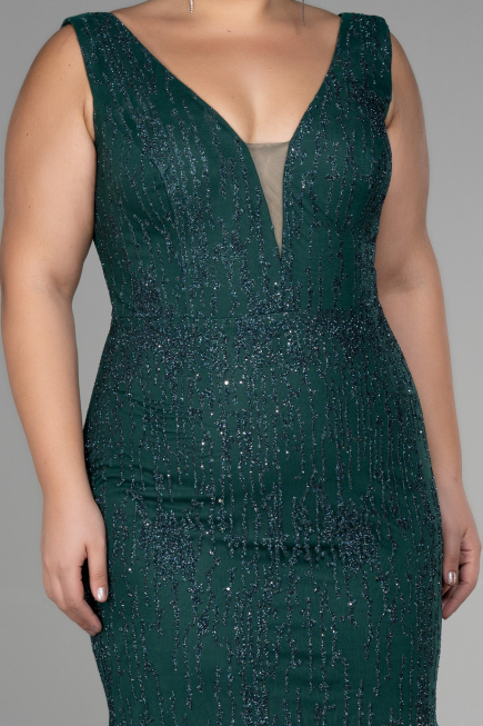 Long Emerald Green Plus Size Engagement Dress ABU3368