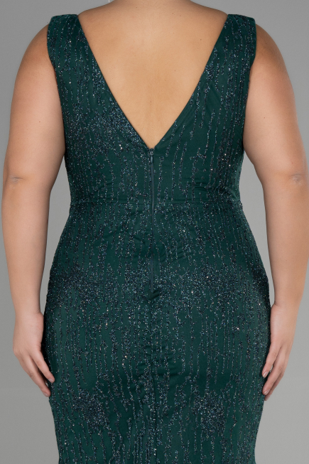 Long Emerald Green Plus Size Engagement Dress ABU3368