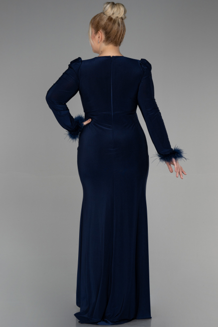 Long Navy Blue Plus Size Evening Dress ABU2832
