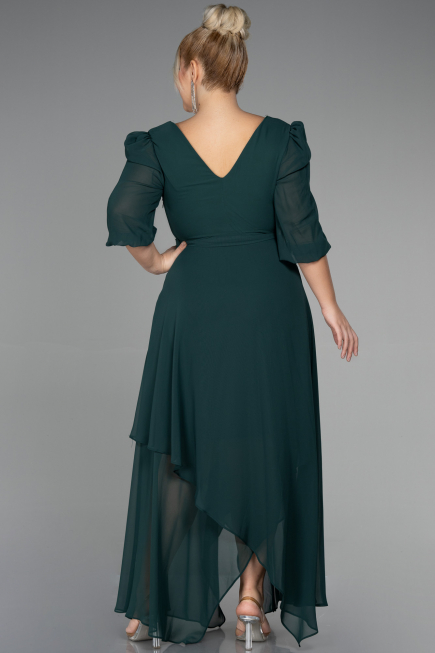 Emerald Green Midi Chiffon Oversized Evening Dress ABK1083