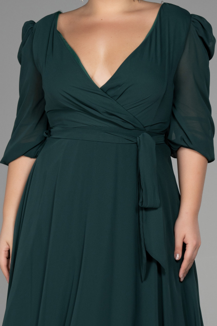Emerald Green Midi Chiffon Oversized Evening Dress ABK1083