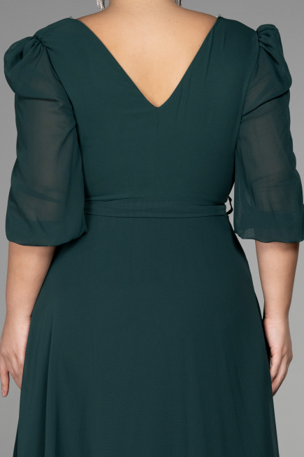 Emerald Green Midi Chiffon Oversized Evening Dress ABK1083