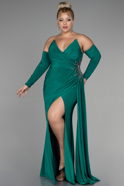 Long Green Plus Size Evening Dress ABU3352