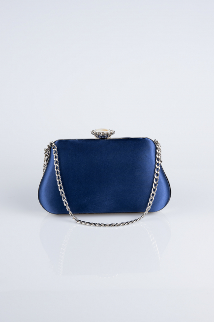 Navy Blue Satin Night Bag SH834