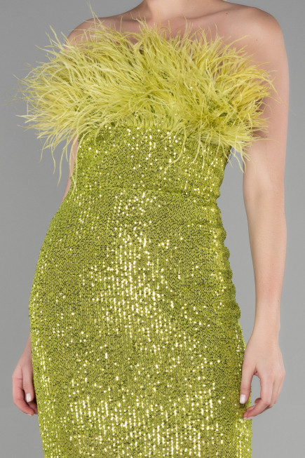 Short Pistachio Green Scaly Invitation Dress ABK1809