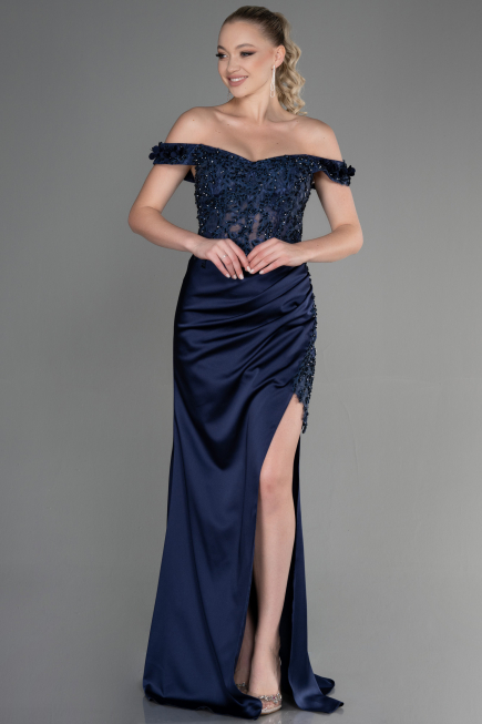 Long Navy Blue Evening Dress ABU3384