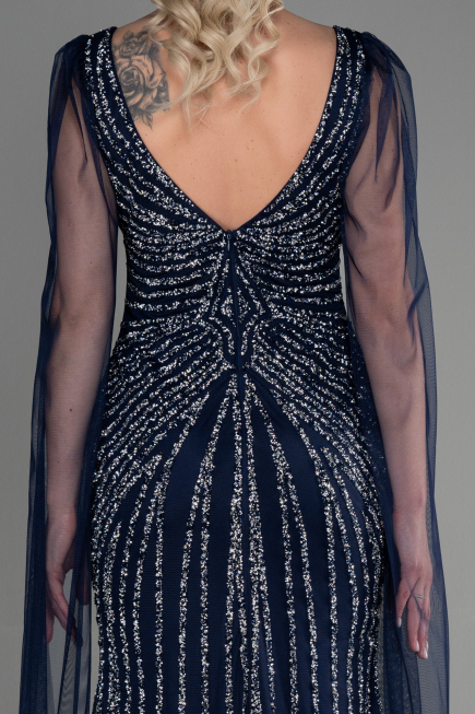 Long Navy Blue Special Design Engagement ABU3357