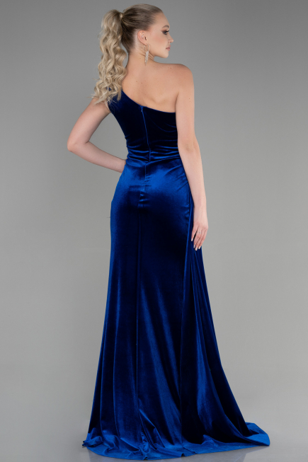 Long Sax Blue Velvet Evening Dress ABU3365