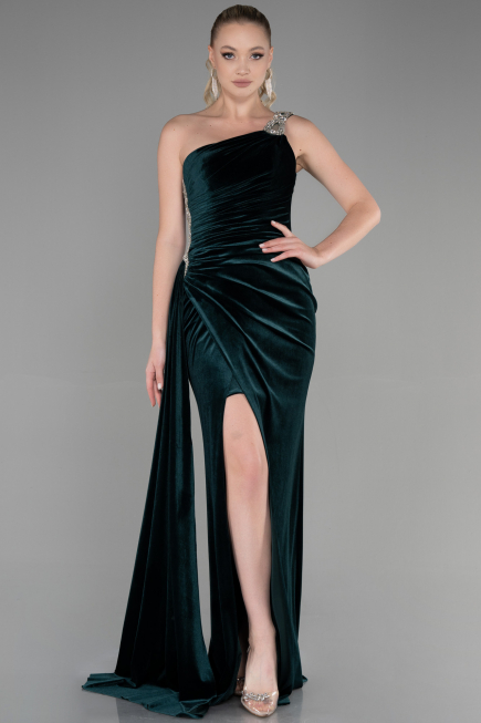 Long Emerald Green Velvet Evening Dress ABU3365