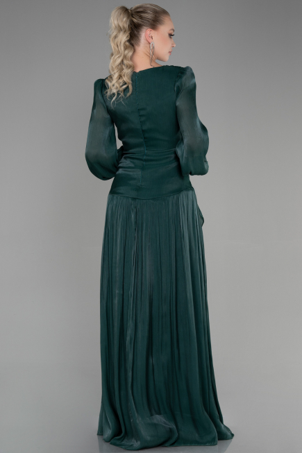 Long Emerald Green Chiffon Prom Gown ABU3397