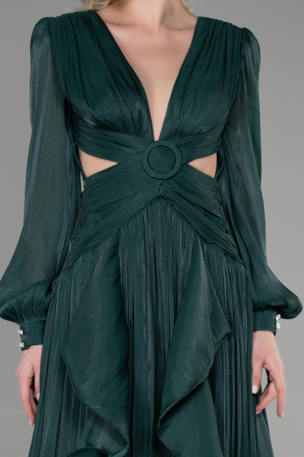 Long Emerald Green Chiffon Prom Gown ABU3397