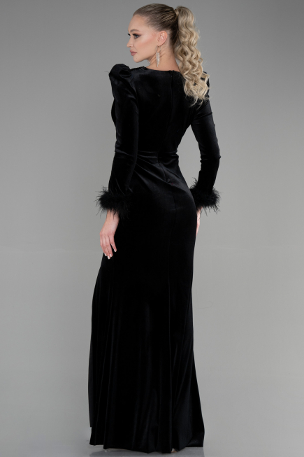 Long Black Velvet Mermaid Prom Dress ABU3393