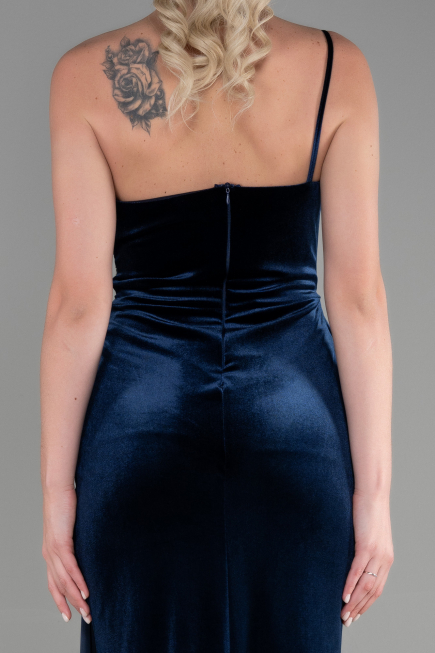 Long Navy Blue Velvet Evening Dress ABU2626