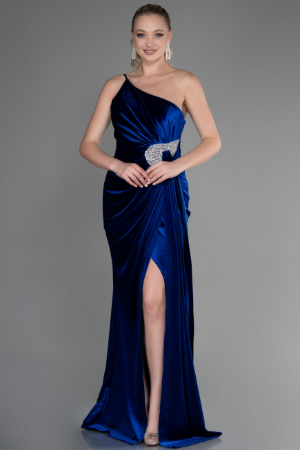 Long Sax Blue Velvet Evening Dress ABU2626