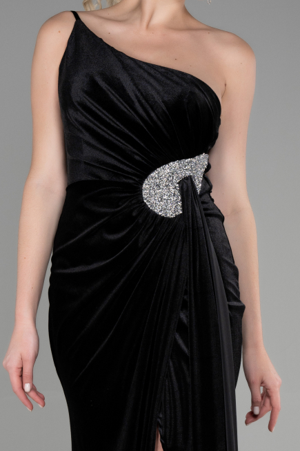 Long Black Velvet Evening Dress ABU2626