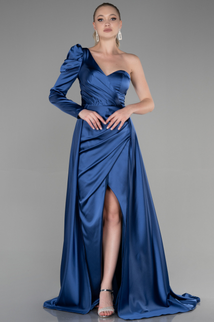 Indigo Long Satin Evening Dress ABU1715
