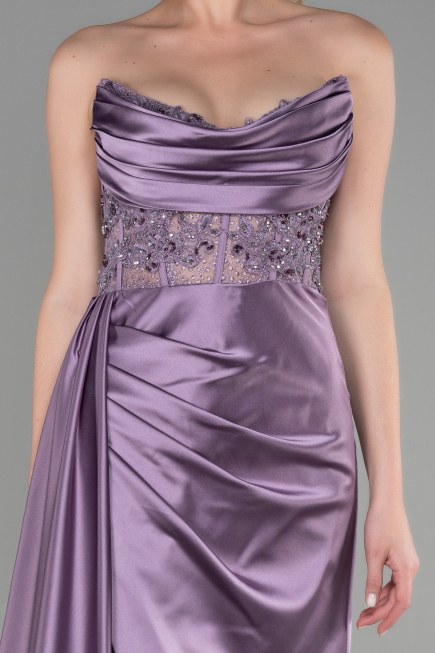 Lavender Long Satin Evening Dress ABU3376