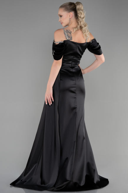 Long Black Satin Evening Dress ABU3398