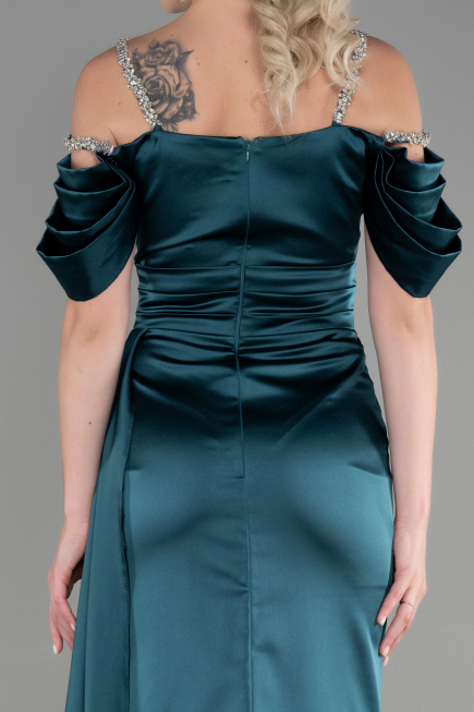 Long Emerald Green Satin Evening Dress ABU3398